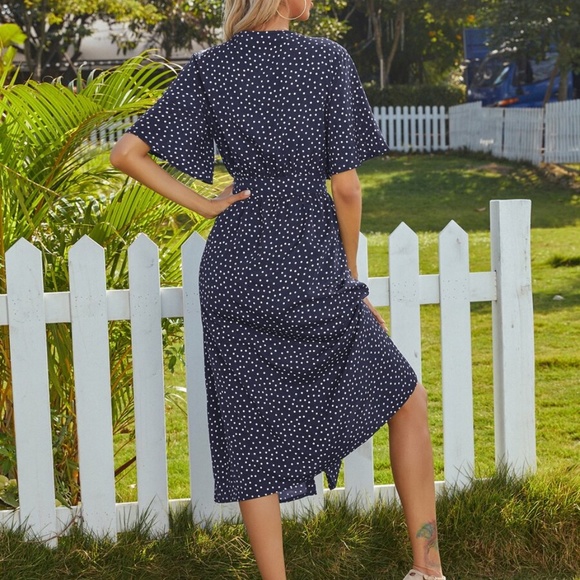 Polka Dot Midi Dress in Pink - Picture 10 of 14